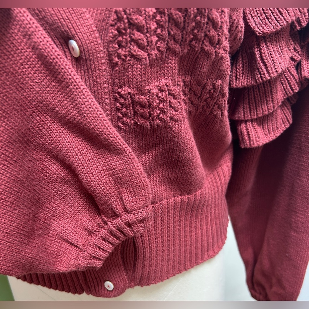 Cleobella Red Ruffled Cardigan - Picture 4 of 7